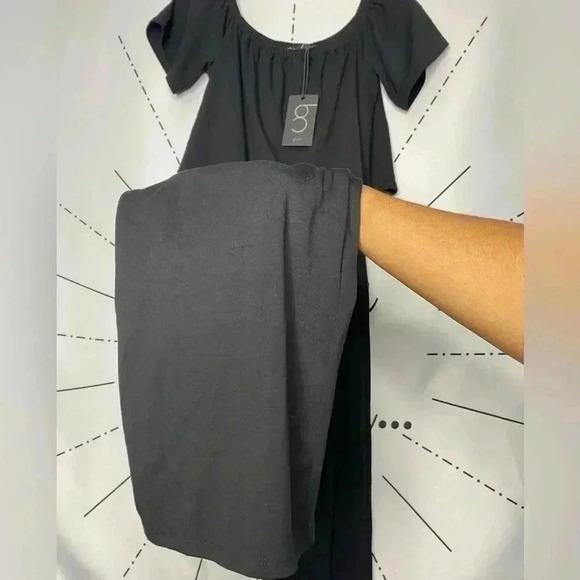 NWT Gibson Black Off Shoulder Slit Back Wide-leg Jumpsuit - Picture 3 of 10